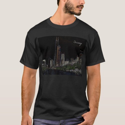 Neon Sears Tower T_Shirt