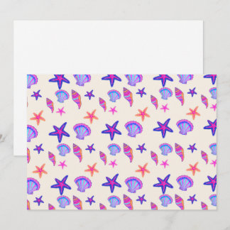 Neon Seashell Mermaidcore Seamless Pattern Invitation