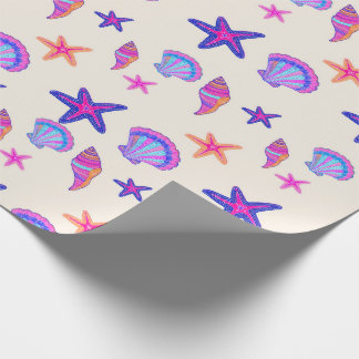 Neon Seashell Mermaidcore Seamless Pattern Wrapping Paper