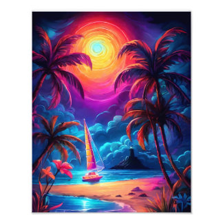 Neon Seaside Beacon 2 Photo Print