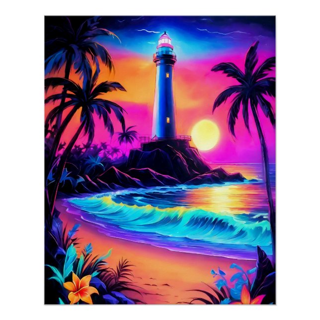Neon Seaside Beacon 3 Poster (Front)