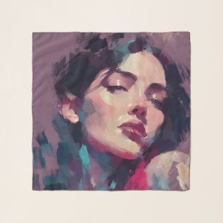 Neon Shadows Abstract Portrait Scarf