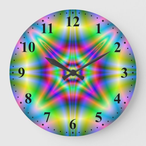 Neon Shapes Wall Clock w Numbers