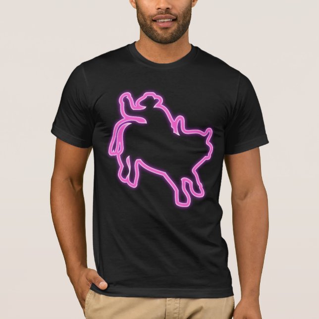 Neon Shirt Bull Rider Gift Idea Rodeo Cowboy Glow (Front)