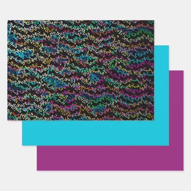 Neon Shock  Design/ Set 2 Wrapping Paper Sheets (Set)