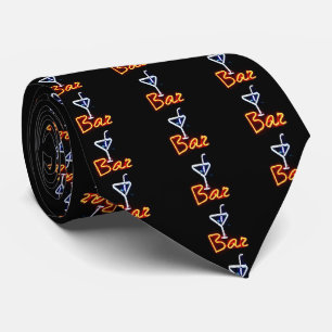 Neon Sign Bar And Glass Neck Tie