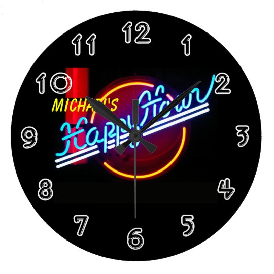 Neon Sign Bar Large Clock