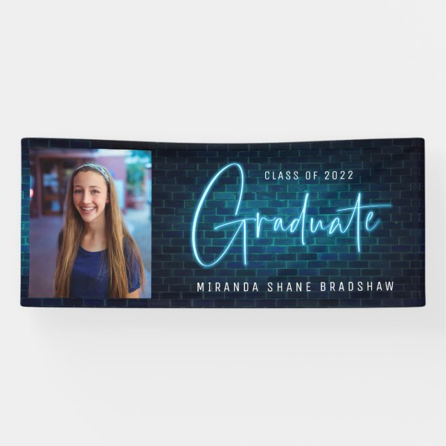 Neon Sign Blue Graduate Photo (Horizontal)