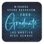 Neon Sign Blue Graduate Square Sticker