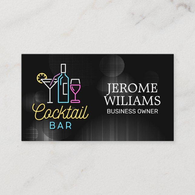 Neon Sign | Cocktail Bar Business Card (Front)