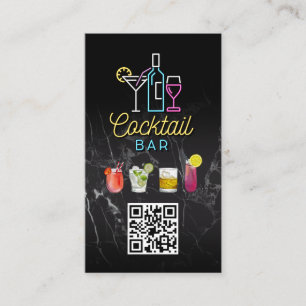 Neon Sign Cocktails QR Code Business Card