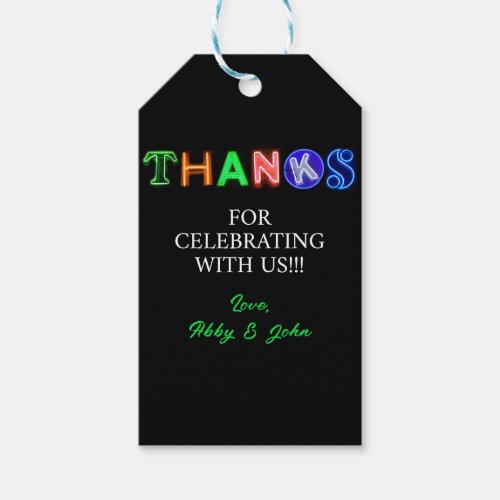 Neon Sign Glow in the Dark Party Thank You Gift Gift Tags