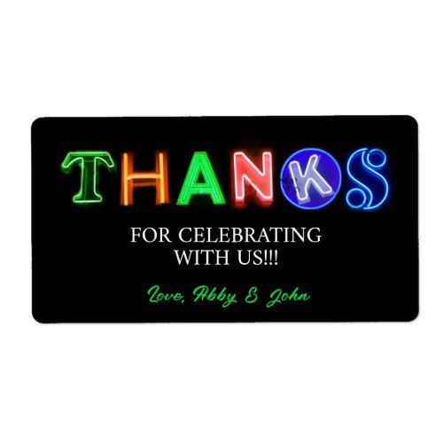 Neon Sign Glow in the Dark Party Thank You Gift Label