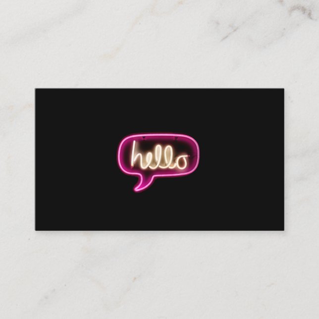 neon sign hello business card (Front)