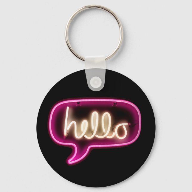 neon sign hello keychain (Front)