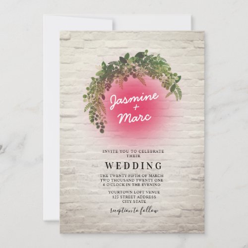 Neon Sign Inspired Wedding Invitation