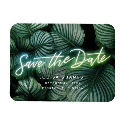 Neon Sign Modern Tropical Save the Date Magnet