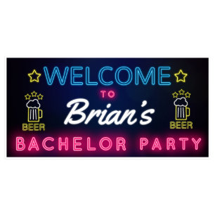 Neon Sign Multi Color Bachelor Party Banner