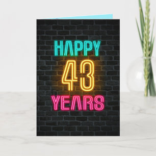 Neon sign on brick for 43rd birthday card