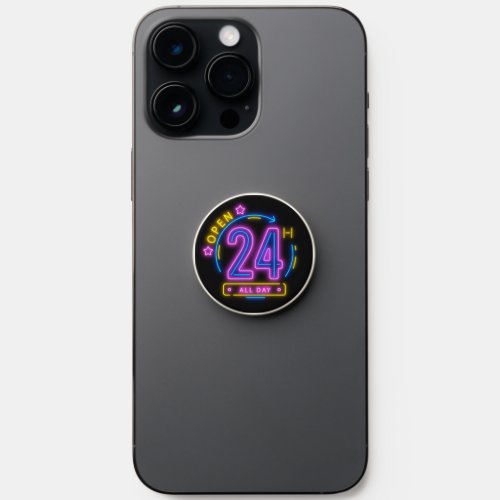 Neon Sign Open 247 PopSocket