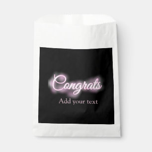 Neon sign pink congrats add text retro 90s revival favor bag
