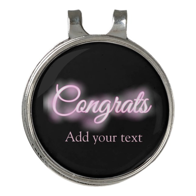 Neon sign pink congrats add text retro 90s revival golf hat clip (Front)