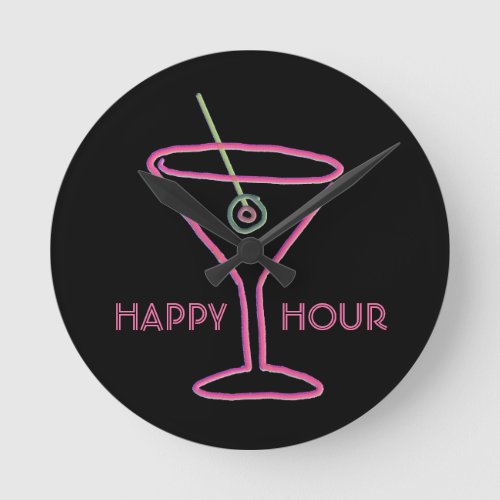 Neon Sign Retro Martini Customizable Wall Clock