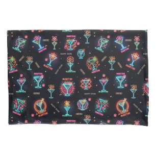 Neon Sign Space Age Atomic Martini Cocktails Print Pillow Case