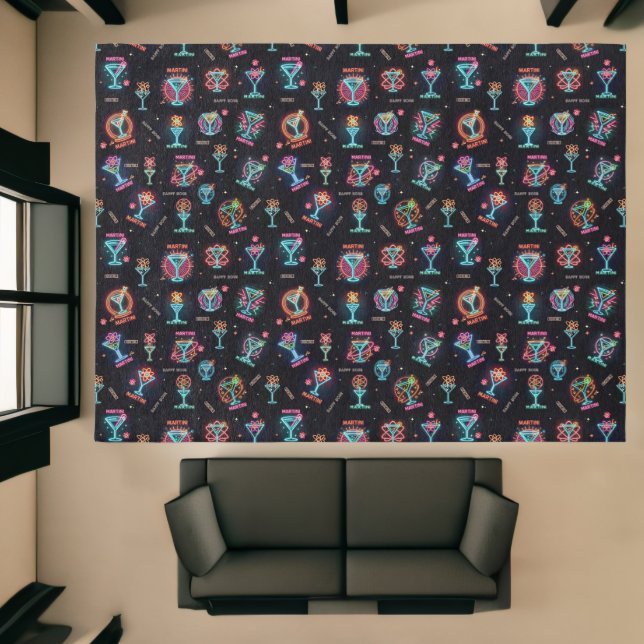 Neon Sign Space Age Atomic Martini Cocktails Print Rug (Insitu (Indoor 1))