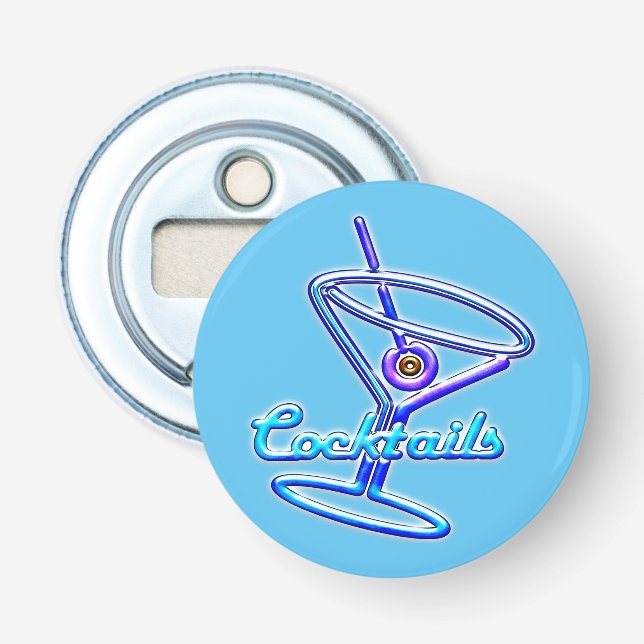 Neon Sign Style Cocktail Glass Bottle Opener (Front)
