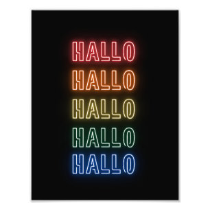 Neon Sign Style Hallo Repeating Rainbow Print