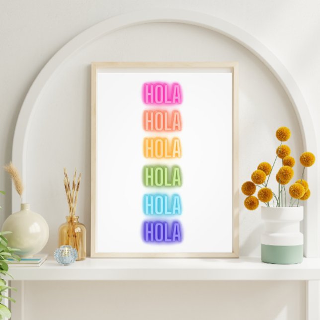 Neon Sign Style Hola Repeating Rainbow Print (Creator Uploaded)