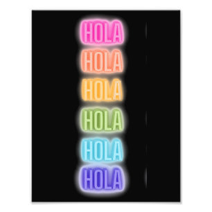 Neon Sign Style Hola Repeating Rainbow Print