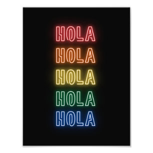 Neon Sign Style Hola Repeating Rainbow Print