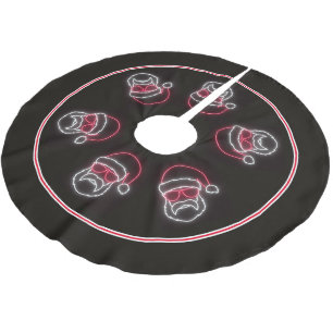 Neon Sign Style Santa in Sunglasses Brushed Polyester Tree Skirt