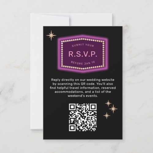 Neon Sign Vegas Wedding QR code Online RSVP