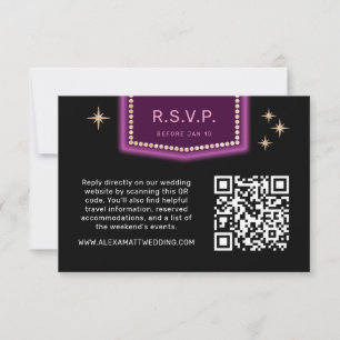 Neon Sign Vegas Wedding QR Code Online RSVP Card