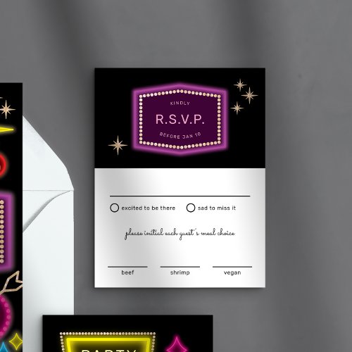 Neon Sign Vegas Wedding RSVP Enclosure Card