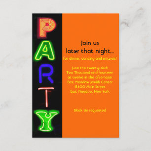 NEON SIGNS Bar Bat Mitzvah Invitation
