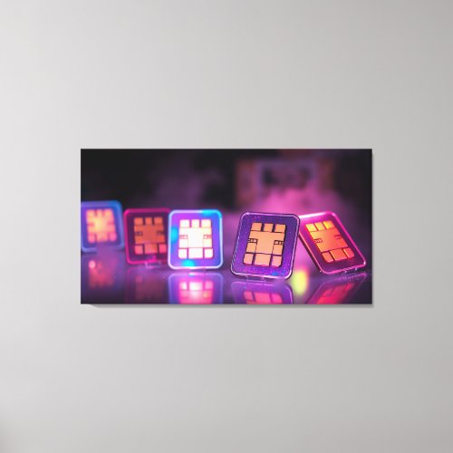 Neon SIM Grid Canvas Print