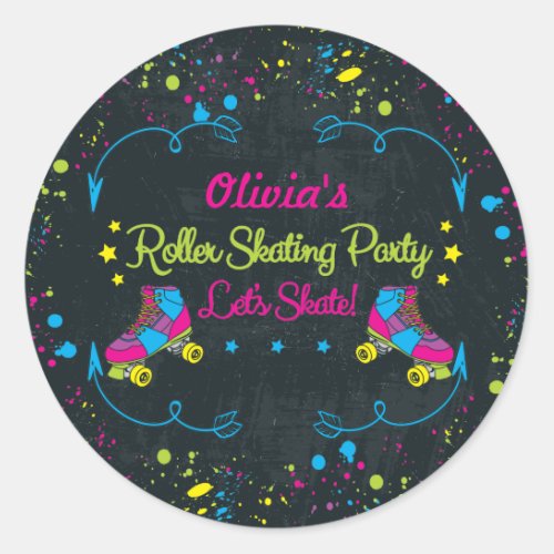 Neon Skate Party Stickers