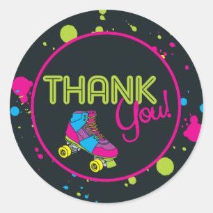 Neon Skate Party Thank You Stickers