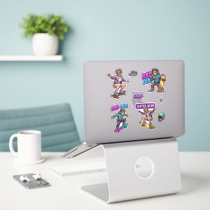 Neon Skater Sticker Sheet Super Mom Rad Duo Vinyl
