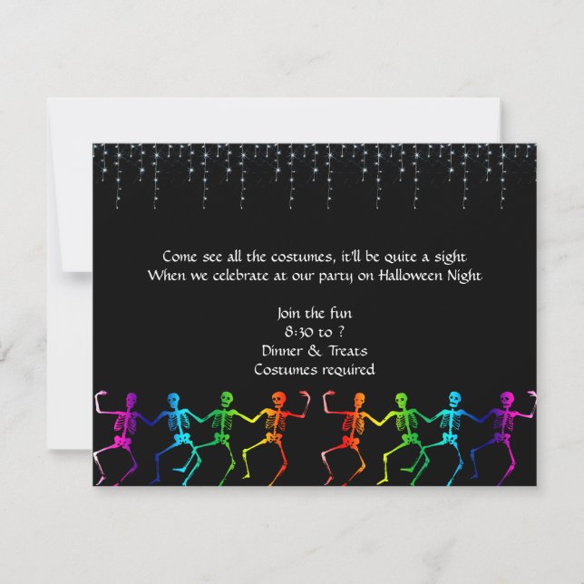 Neon Skeleton Dance Halloween Party Invitation (Front)