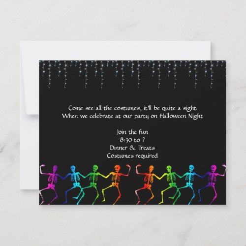 Neon Skeleton Dance Halloween Party Invitation