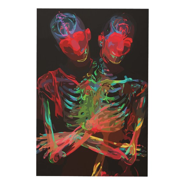 Neon Skeleton Embrace Art Fusion (Front)
