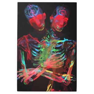 Neon Skeleton Embrace Art Fusion