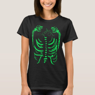Neon Skeleton Green Spooky Hand Drawn  T-Shirt