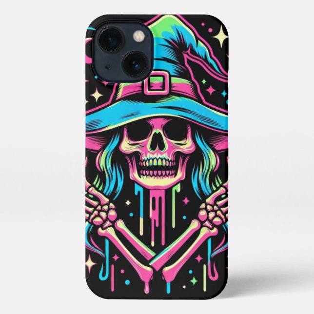  Neon skeleton, Halloween Phone Case (Back)