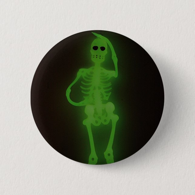 Neon Skelton Pinback Button (Front)
